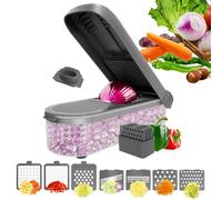 Triting de légumes avec conteneur : appareil de cuisine multifonctionnel, hélicoptère avec base sinlips pour tomates, poivrons, cès, hacheur, hachoir | Viande hachée en acier inoxydable