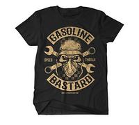 Triton Style Gasoline Bastad Hommes T-Shirt à Manches Courtes de Haute qualité imprimé Biker Racer Shirt Vintage Custom Retro 3X-Large Noir