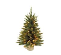 Triumph Tree Forest Frosted Sapin de Noël Artificiel dans Un Sac en Toile de Jute avec éclairage LED - 60 x 46 cm - Vert