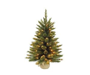 Triumph Tree Forest Frosted Sapin de Noël Artificiel dans Un Sac en Toile de Jute avec éclairage LED - 60 x 46 cm - Vert