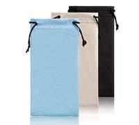 TRIUMPH VISION Lot de 3 pochettes souples pour lunettes en microfibre, Noir, bleu, gris, Medium