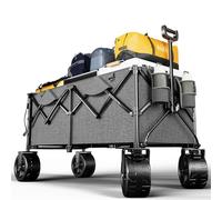 TRIUMPHKEY 332L Chariot de Plage, Maximum Capacité de Charge 200kg Chariot Enfant avec Poignée Télescopique, Chariot de Jardin avec Poches latérales Amovibles et Roues de Réservoir,Gris