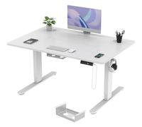 TRIUMPHKEY Bureau Assis Debout 120×80cm, 72-118 cm, 3 Mémoires, Blanc | Bureau Hauteur Réglable Électrique, Anti-Collision, Charge 70 kg, Gestion Câbles Intégrée, Télétravail & Gaming