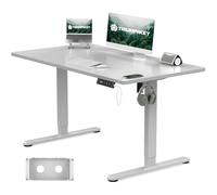 TRIUMPHKEY Bureau Assis Debout 120x80cm avec Prise Type-C, Bureau Réglable en Hauteur avec Bac de Gestion des Câbles, 3 Mémoires de Hauteur, Gris