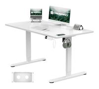 TRIUMPHKEY Bureau Assis Debout 120x80cm avec Prise Type-C, Bureau Réglable en Hauteur avec Bac de Gestion des Câbles, 3 Mémoires de Hauteur, Blanc