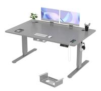 TRIUMPHKEY Bureau Assis Debout 140×80cm, 72-118 cm, 3 Mémoires, Gris | Bureau Hauteur Réglable Électrique, Anti-Collision, Charge 70 kg, Gestion Câbles Intégrée, Télétravail & Gaming