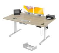 TRIUMPHKEY Bureau Assis Debout 160×80cm, 72-118 cm, 3 Mémoires, Beige | Bureau Hauteur Réglable Électrique, Anti-Collision, Charge 70 kg, Gestion Câbles Intégrée, Télétravail & Gaming