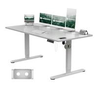 TRIUMPHKEY Bureau Assis Debout 160x80cm avec Prise Type-C, Bureau Réglable en Hauteur avec Bac de Gestion des Câbles, 3 Mémoires de Hauteur, Gris