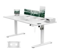 TRIUMPHKEY Bureau Assis Debout 180x80cm avec Prise Type-C, Bureau Réglable en Hauteur avec Bac de Gestion des Câbles, 3 Mémoires de Hauteur, Blanc