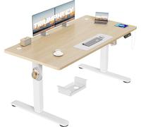 TRIUMPHKEY Bureau Assis Debout Électrique 140×70 cm, 3 Mémoires, Beige | Port USB-A, Anti-Collision, Rappel Sédentaire, Charge 70 kg, Hauteur 72-116 cm, moteur silencieux <50dB