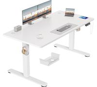TRIUMPHKEY Bureau Assis Debout Électrique 140×70 cm, 3 Mémoires, Blanc | Port USB-A, Anti-Collision, Rappel Sédentaire, Charge 70 kg, Hauteur 72-116 cm, moteur silencieux <50dB
