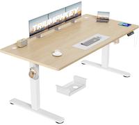 TRIUMPHKEY Bureau Assis Debout Électrique 160×70 cm, 3 Mémoires, Beige | Port USB-A, Anti-Collision, Rappel Sédentaire, Charge 70 kg, Hauteur 72-116 cm, moteur silencieux <50dB