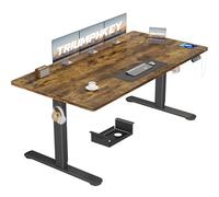TRIUMPHKEY Bureau Assis Debout Électrique 160×70 cm, 3 Mémoires, Marron | Port USB-A, Anti-Collision, Rappel Sédentaire, Charge 70 kg, Hauteur 72-116 cm, moteur silencieux <50dB
