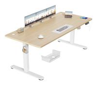 TRIUMPHKEY Bureau Assis Debout Électrique 180×80 cm, 3 Mémoires, Beige | Port USB-A, Anti-Collision, Rappel Sédentaire, Charge 70 kg, Hauteur 72-116 cm, moteur silencieux <50dB