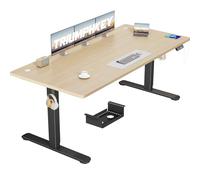 TRIUMPHKEY Bureau Assis Debout Électrique 180×80 cm, Ergonomie, Beige | Port USB-A, Anti-Collision, Rappel Sédentaire, Charge 70 kg, Hauteur 72-116 cm, moteur silencieux <50dB