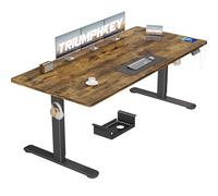 TRIUMPHKEY Bureau Assis Debout Électrique 180×80 cm, Ergonomie, Marron | Port USB-A, Anti-Collision, Rappel Sédentaire, Charge 70 kg, Hauteur 72-116 cm, moteur silencieux <50dB