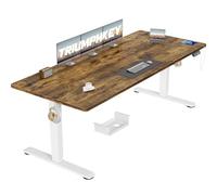 TRIUMPHKEY Bureau Assis Debout Électrique 200×80 cm, 3 Mémoires, Marron | Port USB-A, Anti-Collision, Rappel Sédentaire, Charge 70 kg, Hauteur 72-116 cm, moteur silencieux <50dB