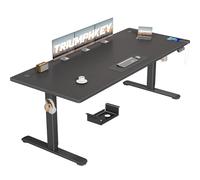 TRIUMPHKEY Bureau Assis Debout Électrique 200×80 cm, 3 Mémoires, Noir | Port USB-A, Anti-Collision, Rappel Sédentaire, Charge 70 kg, Hauteur 72-116 cm, moteur silencieux <50dB