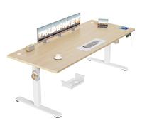 TRIUMPHKEY Bureau Assis Debout Électrique 200×80 cm, Ergonomie, Beige | Port USB-A, Anti-Collision, Rappel Sédentaire, Charge 70 kg, Hauteur 72-116 cm, moteur silencieux <50dB