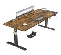 TRIUMPHKEY Bureau Assis Debout Électrique 200×80 cm, Ergonomie, Marron | Port USB-A, Anti-Collision, Rappel Sédentaire, Charge 70 kg, Hauteur 72-116 cm, moteur silencieux <50dB