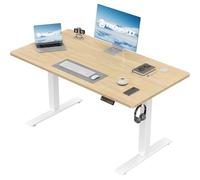 TRIUMPHKEY Bureau Assis Debout Électrique réglable en Hauteur 110 x 60 cm, Panneau Clavier Contrôle à Fonctions Mémoires, Ergonomique Assis-Debout Table d'ordinateur pour Bureau à Domicile, Beige