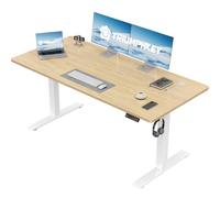 TRIUMPHKEY Bureau Assis Debout Électrique réglable en Hauteur 130 x 60 cm, Panneau Clavier Contrôle à Fonctions Mémoires, Ergonomique Assis-Debout Table d'ordinateur pour Bureau à Domicile, Beige