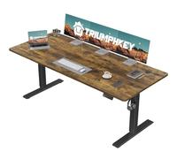 TRIUMPHKEY Bureau Assis Debout Électrique réglable en Hauteur 150 x 60 cm, Panneau Clavier Contrôle à Fonctions Mémoires, Ergonomique Assis Debout Table d'ordinateur pour Bureau à Domicile, Marron