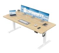 TRIUMPHKEY Bureau Assis Debout Électrique réglable en Hauteur 150 x 60 cm, Panneau Clavier Contrôle à Fonctions Mémoires, Ergonomique Assis-Debout Table d'ordinateur pour Bureau à Domicile, Beige