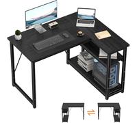 TRIUMPHKEY Bureau d'angle 100x80x75CM avec 3 Etagères Réversible à Gauche ou à Droite, Bureau Forme L pour Domicile, Noir