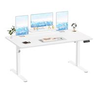 TRIUMPHKEY Bureau réglable avec étagères pour moniteur, 180 x 80 cm, bureau réglable en hauteur, bureau électrique pour ordinateur, table d'étude pour bureau (blanc)