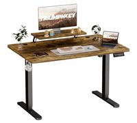 TRIUMPHKEY Bureau réglable en Hauteur pour Moniteur, 140 x 60 cm, Bureau électrique avec 2 mémoires, Bureau de Bureau et Maison, Standing Bureau, Marron