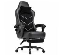 TRIUMPHKEY Chaise Gamer Ergonomique, Fauteuil de Bureau avec Repose-Pieds, Inclinable, Soutien Lombaire, Charge 200kg, Noir Obsidienne