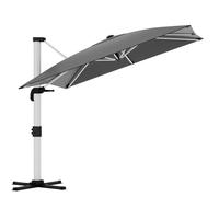 TRIUMPHKEY Parasol déporté 3x4 m avec manivelle, toile anti-UV imperméable, structure aluminium 8 baleines, housse incluse (Gris foncé à toit simple, 3 * 3M)