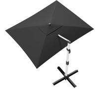 TRIUMPHKEY Parasol déporté 3x4 m avec manivelle, toile anti-UV imperméable, structure aluminium 8 baleines, housse incluse (Gris foncé à toit simple, 4 * 3M)