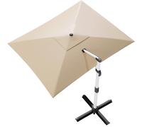TRIUMPHKEY Parasol déporté 3x4 m avec manivelle, toile anti-UV imperméable, structure aluminium 8 baleines, housse incluse (Beige à toit simple, 4 * 3M)