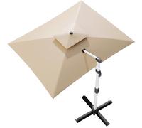 TRIUMPHKEY Parasol déporté 3x4 m avec manivelle, toile anti-UV imperméable, structure aluminium 8 baleines, housse incluse (Beige double sommet, 4 * 3M)