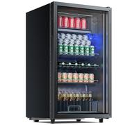 TRIUMPHKEY Professional Réfrigérateur à Boissons,85 Litres Minibar Vitré/Réfrigérateur,LED Bleues,Porte Entièrement Vitrée 4 étagères et,Pour Les Boissons Non Alcoolisées,La Bière et Le Vin Nevera