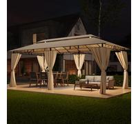 TRIUMPHKEY Tonnelle 3 x 6 cm, imperméable à l'eau à l'épreuve du froid, tonnelle de jardin, camping, bâche, avec structure en métal, beige