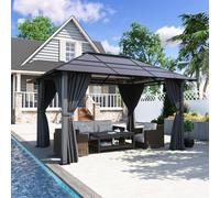 TRIUMPHKEY Tonnelle de Jardin 3x4 Imperméable,Gazebo de Impermeable Panneau de Protection Solaire Double pc Uv50+, Tonnelle de Jardin Extereur en Aluminum, Barnum Gris