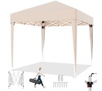 TRIUMPHKEY Tonnelle Pliante 2x2 Imperméable Anti-UV 50+, Barnum Pliant 2x2 Réglable en Hauteur,Tonnelle de Jardin Exterieur Convient pour Les Fêtes, Les Foires, Les Festivals, Etc, Beige