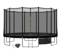 TRIUMPHKEY Trampoline Extérieur Enfants Ø 183/228/305/366/427 cm, Trampoline pour Jardin, Set accesoire Complet : Filet de sécurité, Echelle, Bâche de Rebord, Capacité Max 150 kg