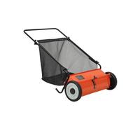 Garvee Balayeuse à Gazon Manuelle Robuste - Largeur 53 cm, 4 brosses Rapides, Grand Sac 99 L, Hauteur réglable - Châssis Acier, Roues Caoutchouc - Idéale Feuilles, Herbe, débris - Orange+Noir