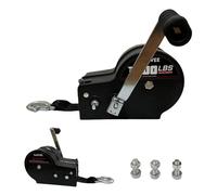 Triumpunpre Treuil manuel robuste 3500lbs - Sangle 10m - Double rapport 4:1/8:1 - Manivelle portable
