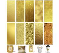 TriUnytion Infusible Ink Papier Sublimation, 10 Pièces Feuille d'encre de Sublimation Pré-Colorées 11,5 x 30,5 cm Papier Transfert Chaud pour DIY T-Shirts, Tasses, Sac, sous Verre (Doré)