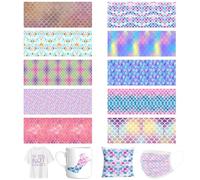 TriUnytion Infusible Ink Papier Sublimation, 10 Pièces Feuille d'encre de Sublimation Pré-Colorées 11,5 x 30,5 cm Papier Transfert Chaud pour DIY T-Shirts, Tasses, Sac, sous Verre (Sirène)