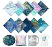 TriUnytion Infusible Ink Papier Sublimation, 10 Pièces Feuille d'encre de Sublimation Pré-Colorées 30,5 x 30,5 cm Papier Transfert Chaud pour DIY T-Shirts, Tasses, Sac, sous Verre (Marbre)