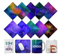 TriUnytion Infusible Ink Papier Sublimation, 10 Pièces Feuille d'encre de Sublimation Pré-Colorées 30,5 x 30,5 cm Papier Transfert Chaud pour DIY T-Shirts, Tasses, Sac, sous Verre (Cosmique)