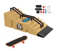 TriUnytion Mini Finger Skate et Rampe Kit, Mini Tech Deck Skate Doigt avec Rampe Skatepark Kit, Cadeau pour Enfants, Garçons et Filles, Jaune (f)