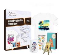 TriUnytion Papier Sublimation A3, 297 x 420 mm 100 g/m² 50 Feuilles Papier Transfert pour T-Shirts, Tasses, Métal, Céramique, Verre, pour Epson, Roland, Mutoh, Mimaki Imprimante à Sublimation