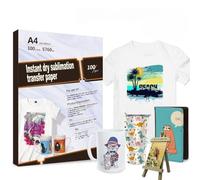 TriUnytion Papier Sublimation A4, 210 x 297 mm 100 g/m² 100 Feuilles Papier Transfert pour T-Shirts, Tasses, Métal, Céramique, Verre, pour Epson, Roland, Mutoh, Mimaki Imprimante à Sublimation